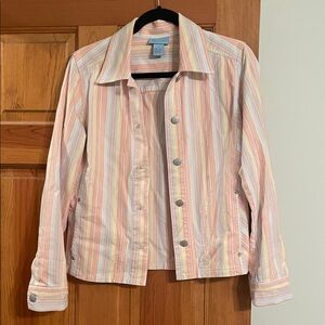 Sigrid Olsen Pastel Striped Jean Jacket